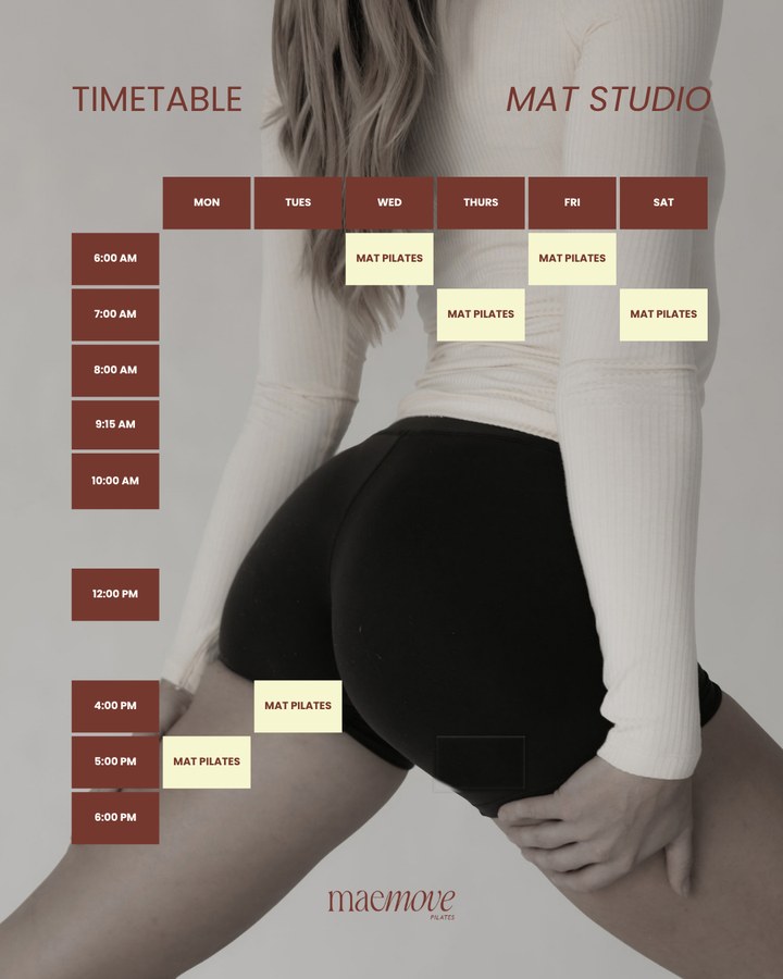 Gracelands mat Pilates timetable